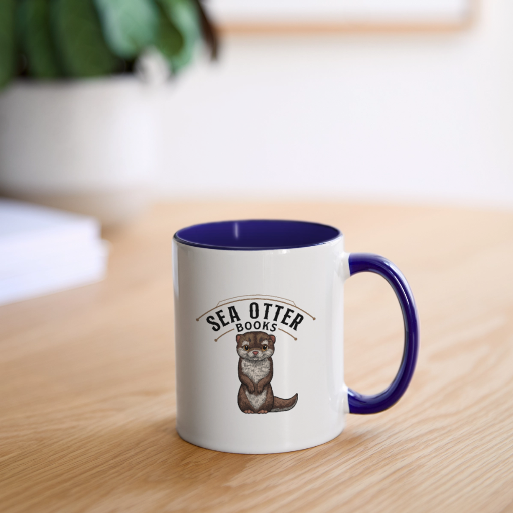 Sea Otter Books Contrast Coffee Mug - white/cobalt blue