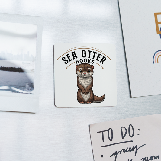 Sea Otter Books Square Magnet - white