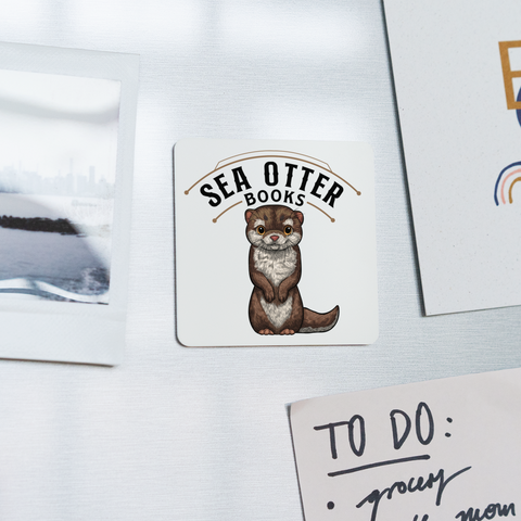 Sea Otter Books Square Magnet - white